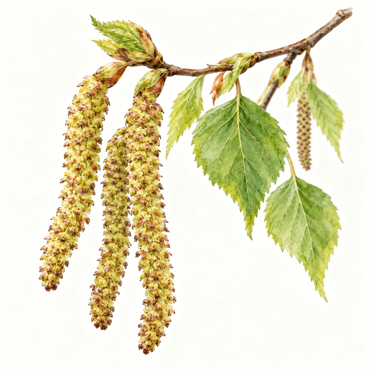 Бреза – котенца – свежи мъжки котенца на Betula pubescens Ehrh.